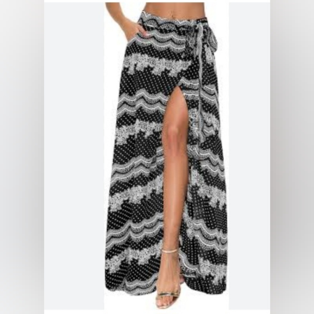 Afibii Chiffon Summer Beach Maxi Wrap Skirt.